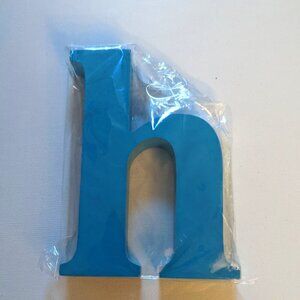 NWT Turquoise Blue Letter 'h' Wood Alphabet Sign Geo Pop Michael's Wall Decor